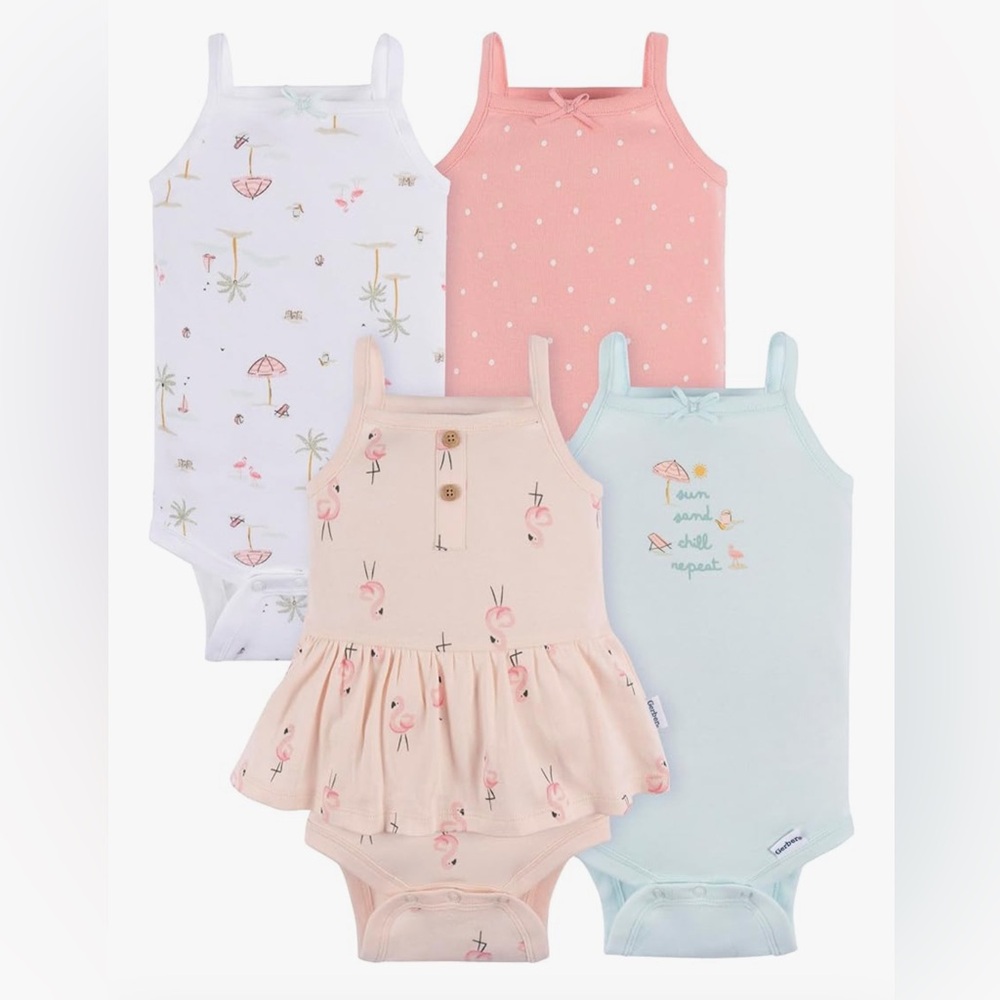 Gerber Baby Girls Multi-Pack Sleeveless Onesies Bodysuit
